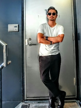 「NANO universe（ナノユニバース）のjunhashimoto nano・universe/JH レイヤード クルーネックTEE（Tシャツ/カットソー）」を使った、taro   さん（メンズ・165cm）の夏コーディネート