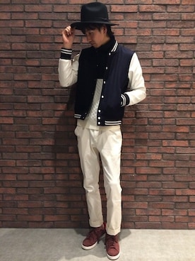 「RAGEBLUE（レイジブルー）のアイテム（スタジャン）」を使った、佐藤【RAGEBLUE】さん（メンズ・178cm）の秋コーディネート