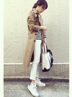 「adidas Originals（アディダスオリジナルス）のadidas originals アディダス stan smith スタンスミス black（スニーカー）」を使った、ari☆さん（レディース・153cm）の春コーディネート