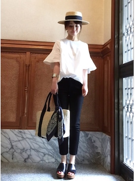 「FREE'S MART（フリーズマート）のアイテム（帽子）」を使った、ari☆さん（レディース・153cm）の春コーディネート