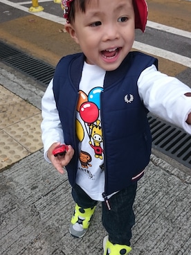 「FRED PERRY（フレッドペリー）のアイテム（ジャケット/アウター）」を使った、Misiuさん（キッズ・100cm）の冬コーディネート