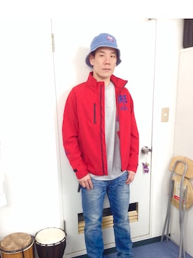 「red」｜「アイテム（その他アウター）」を使った、JUN 4 SHOT(FIREBALL)さん（メンズ・172cm）の春コーディネート