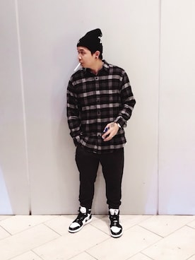 「Jordan」｜「アイテム（ハンチング/ベレー帽）」を使った、BeeManさん（メンズ・172cm）の秋コーディネート