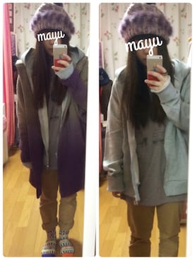 「aiko」｜「アイテム（ニットキャップ/ビーニー）」を使った、mayuさん（レディース・146cm）の冬コーディネート