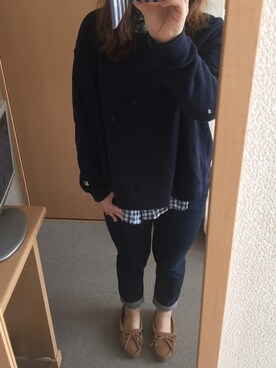 「イロチ買い」｜「アイテム（スウェット）」を使った、emiさん（レディース・154cm）の秋コーディネート