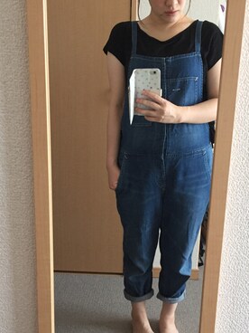 「Antgauge（アントゲージ）のアイテム（サロペット/オーバーオール）」を使った、emiさん（レディース・154cm）の夏コーディネート