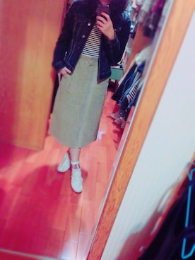 「skirt」｜「アイテム（デニムジャケット）」を使った、Hao♪さん（レディース・155cm）の冬コーディネート