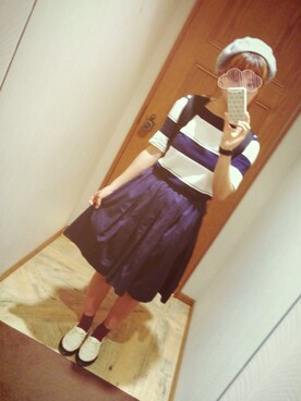 「アイテム（ハンチング/ベレー帽）」を使った、mkn☺︎さん（レディース・163cm・10代）の秋コーディネート