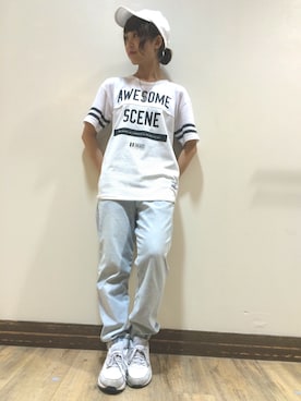 「AS KNOW AS PINKY（アズノゥアズピンキー）のアイテム（帽子）」を使った、haruka＊＊さん（レディース・160cm）の夏コーディネート