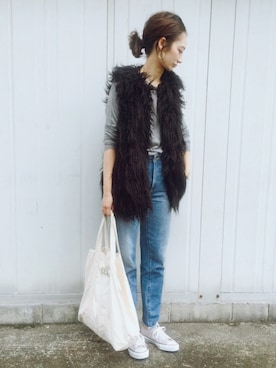 「EMODA（エモダ）のアイテム（その他アウター）」を使った、TOMOKAさん（レディース・162cm）の秋コーディネート