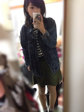 「Chico（チコ）のアイテム（スカート、グリーン系）」を使った、Hayasiさん（レディース・158cm）の秋コーディネート