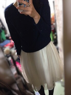 「mysty woman（ミスティウーマン）のアイテム（ワンピース、ホワイト系）」を使った、Hayasiさん（レディース・158cm）の秋コーディネート