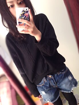 「JEANASIS（ジーナシス）のアイテム（その他トップス、ブラック系）」を使った、Hayasiさん（レディース・158cm）の冬コーディネート