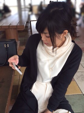 「LOWRYS FARM（ローリーズファーム）のアイテム（カーディガン/ボレロ、ブラック系）」を使った、Hayasiさん（レディース・158cm）の春コーディネート