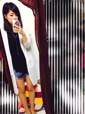 「w closet（ダブルクローゼット）のアイテム（ベスト、ブラック系）」を使った、Hayasiさん（レディース・158cm）の春コーディネート