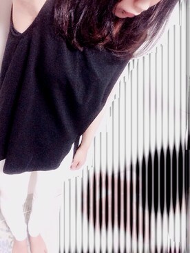 「w closet（ダブルクローゼット）のアイテム（ベスト、ブラック系）」を使った、Hayasiさん（レディース・158cm）の春コーディネート