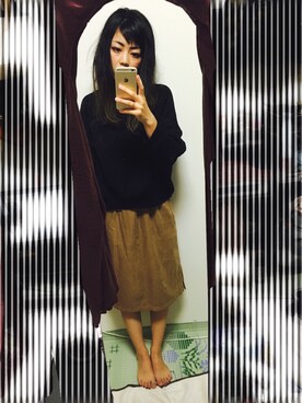 「JEANASIS（ジーナシス）のアイテム（その他トップス、ブラック系）」を使った、Hayasiさん（レディース・158cm）の秋コーディネート