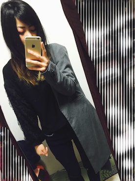 「LOWRYS FARM（ローリーズファーム）のアイテム（その他アウター、グレー系）」を使った、Hayasiさん（レディース・158cm）の冬コーディネート