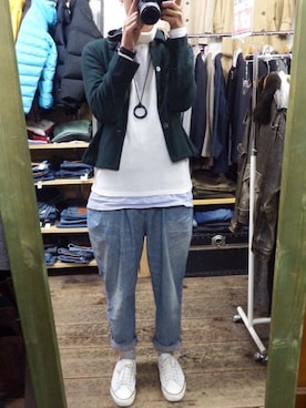 「tricot COMME des GARCONS（トリココムデギャルソン）のアイテム（テーラードジャケット）」を使った、たくまんさん（メンズ・180cm）の冬コーディネート