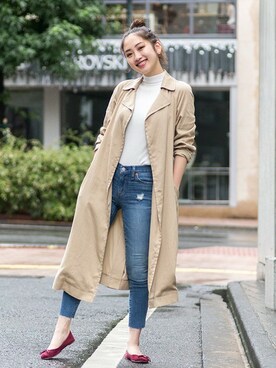 「GAP（ギャップ）のアイテム（トレンチコート）」を使った、GapJapanさん（レディース・160cm）の秋コーディネート