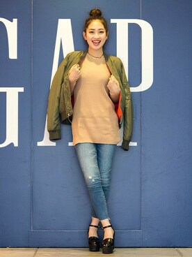 「GAP（ギャップ）のアイテム（ブルゾン）」を使った、GapJapanさん（レディース・160cm）の秋コーディネート