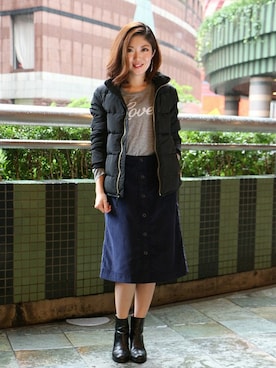 「GAP（ギャップ）のアイテム（ナイロンジャケット）」を使った、GapJapanさん（レディース・152cm）の秋コーディネート