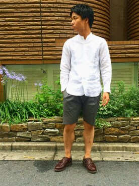 「HAVERSACK」｜「アイテム（その他シューズ）」を使った、NANO・UNIVERSE LIBRARY 東京 STAFFさん（メンズ・170cm）の夏コーディネート