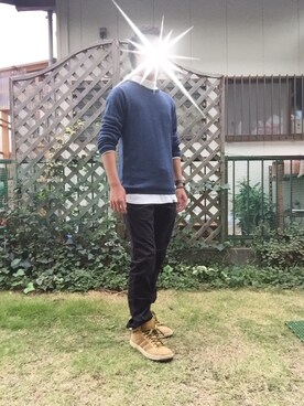 「GGD（ジージーディー）のアイテム（スウェット）」を使った、TAKUさん（メンズ・170cm）の秋コーディネート