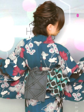 「アイテム（浴衣、グリーン系）」を使った、MiAさん（レディース・158cm）の秋コーディネート