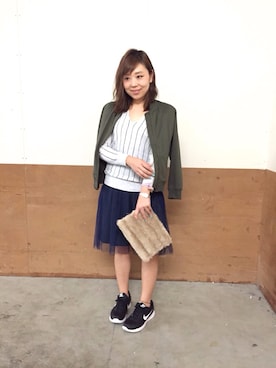 「ファークラッチ」｜「アイテム（ブルゾン）」を使った、coen  SAToさん（レディース・160cm）の秋コーディネート