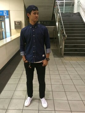 「SQUAD（スクアッド）のアイテム（帽子）」を使った、Raymond_Cさん（メンズ・185cm）の秋コーディネート