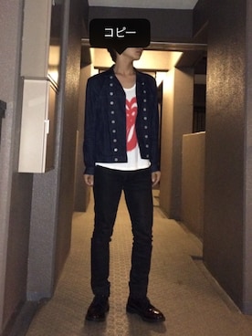 「LAD MUSICIAN（ラッドミュージシャン）のアイテム（デニムジャケット）」を使った、ユニクラーさん（メンズ・170cm）の秋コーディネート
