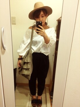 「GLOBAL WORK（グローバルワーク）のフェルトナカオレＨＡＴ/565115（ハット）」を使った、kuu.さん（レディース・147cm）の秋コーディネート