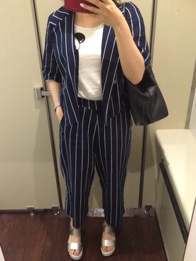 「DHOLIC（ディーホリック）のアイテム（セットアップ）」を使った、nanacoさん（レディース・159cm）の夏コーディネート