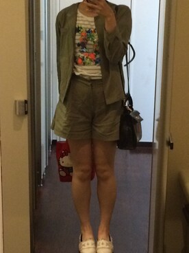 「DHOLIC（ディーホリック）のアイテム（セットアップ）」を使った、nanacoさん（レディース・159cm）の夏コーディネート