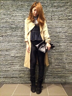 「ぺプラムトップス」｜「アイテム（トレンチコート）」を使った、＊kana＊さん（レディース・164cm）の秋コーディネート