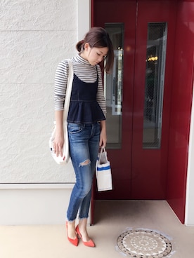 「Ungrid（アングリッド）のフレイドヘムストスリ（デニムパンツ）」を使った、＊kana＊さん（レディース・164cm）の春コーディネート