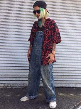 「BUTTSTAIN（バットステイン）のアイテム（帽子）」を使った、はにたんさん（メンズ・160cm）の夏コーディネート