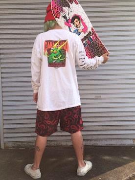 「POWELL（パウエル）のアイテム」を使った、はにたんさん（メンズ・160cm）の夏コーディネート