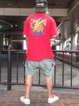 「POWELL（パウエル）のアイテム」を使った、はにたんさん（メンズ・160cm）の夏コーディネート