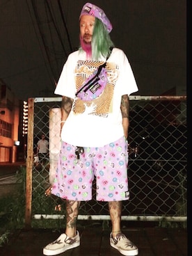 「BUTTSTAIN（バットステイン）のアイテム」を使った、はにたんさん（メンズ・160cm）の夏コーディネート