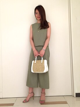 「Doux archives（ドゥアルシーヴ）のアイテム（オールインワン・サロペット）」を使った、SAEさん（レディース・166cm）の春コーディネート