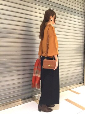 「Doux archives（ドゥアルシーヴ）のアイテム（シャツ/ブラウス、ブラウン系）」を使った、SAEさん（レディース・167cm）の秋コーディネート