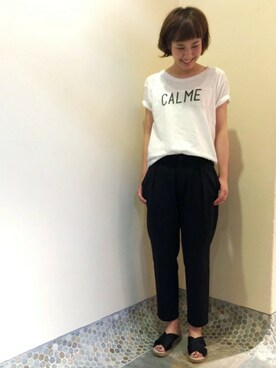 「FRAMeWORK（フレームワーク）のアイテム（サンダル）」を使った、FRAMeWORK tomomiさん（レディース・157cm）の夏コーディネート