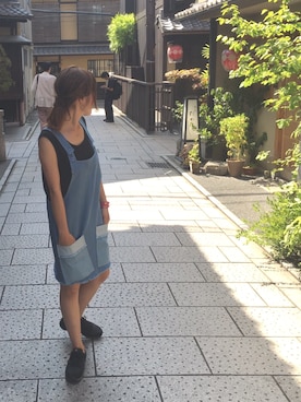 「STUSSY（ステューシー）のアイテム（サロペット/オーバーオール）」を使った、nonnonさん（レディース・158cm）の夏コーディネート
