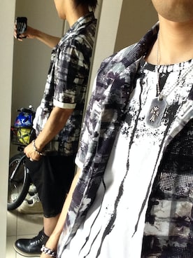 「HUGO BOSS（ヒューゴボス）のアイテム（Tシャツ/カットソー）」を使った、たけちゃんマンさん（メンズ・172cm）の夏コーディネート