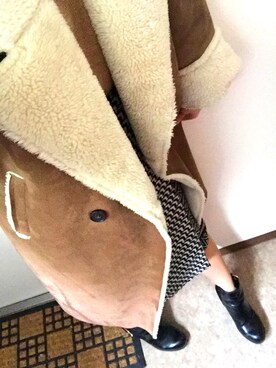 「SENSEOFPLACE」｜「アイテム（ムートンコート）」を使った、M@i☺︎さん（レディース・157cm）の春コーディネート