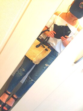 「Abercrombie&Fitch（アバークロンビーアンドフィッチ）のアイテム（帽子）」を使った、ゆんさん（レディース・158cm）の夏コーディネート