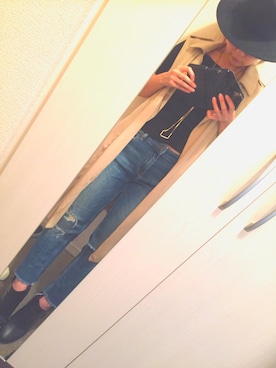 「トレンチ」｜「アイテム（ブーティ）」を使った、ゆんさん（レディース・158cm）の秋コーディネート