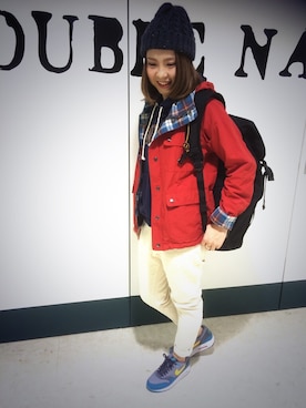 「DOUBLE NAME（ダブルネーム）のアイテム（ナイロンジャケット）」を使った、MASUTANI MIHOKOさん（レディース・166cm）の秋コーディネート